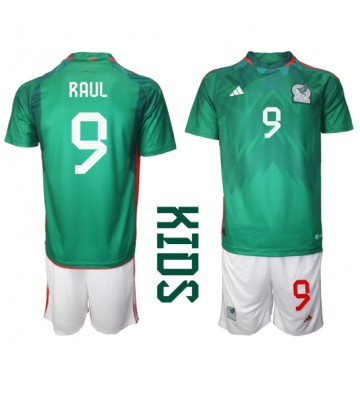 Mexico Raul Jimenez #9 Hjemmebanesæt Børn VM 2022 Kort ærmer (+ korte bukser)